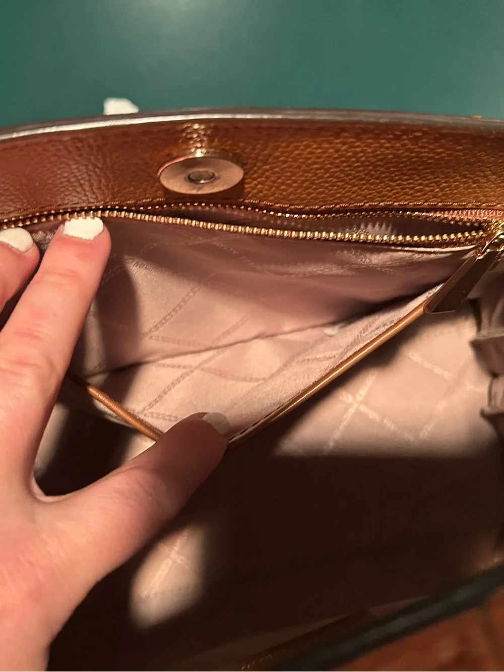 Michael Kors Brown/Tan Leather Purse with Detachable Strap